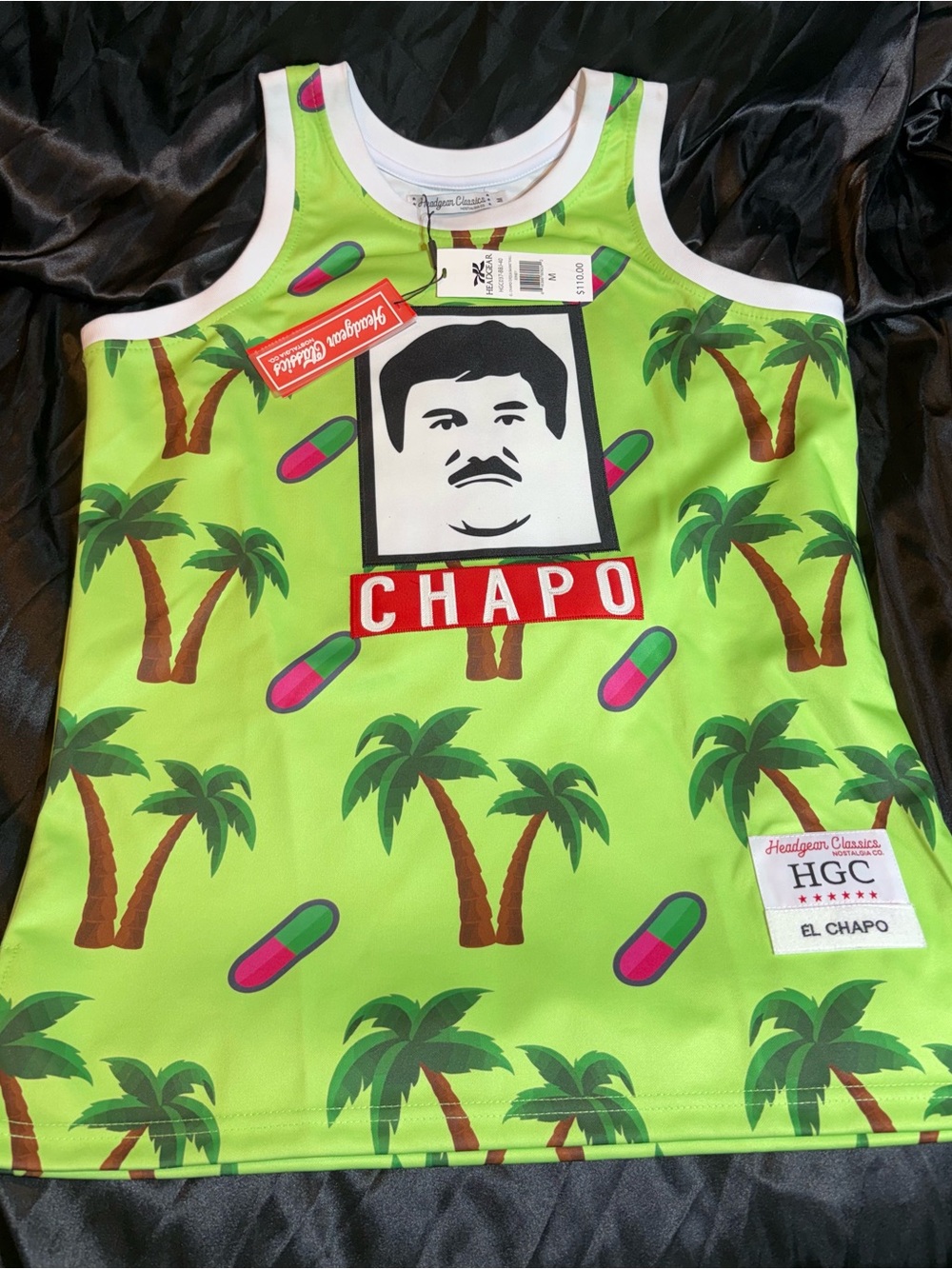 Headgear Classics El Chapo Green Basketball Jersey NWT Size M